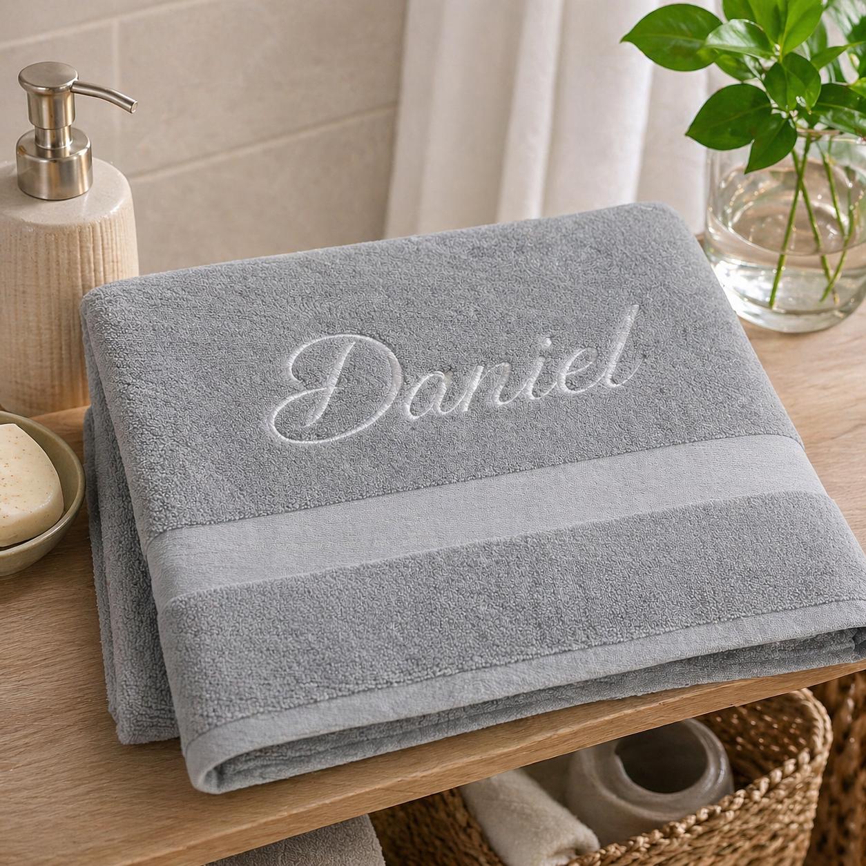 Personalized Embroidered Bath Towel | Custom Name Cotton Towel