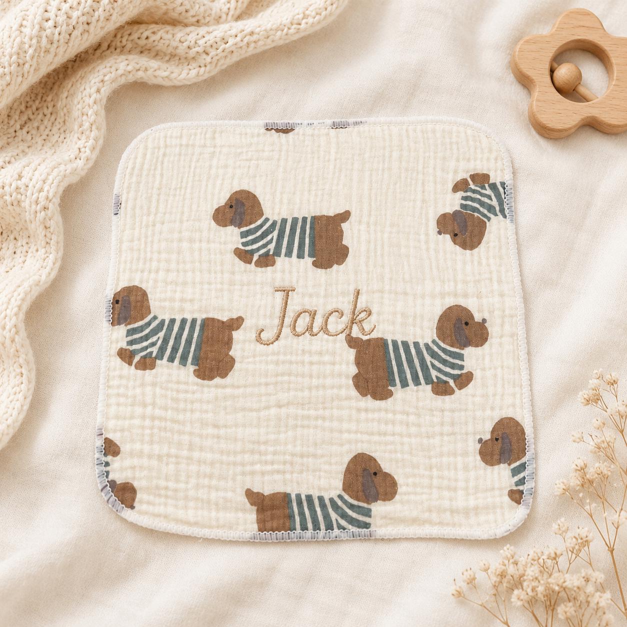 Personalisiertes Musselin-Baby-Spucktuch, besticktes Lätzchen aus Baumwolle, Geschenk für Neugeborene