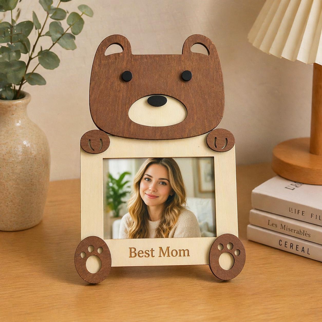 Personalized Wooden Animal Photo Frame, Nursery Decor, Custom Engraved Name Keepsake