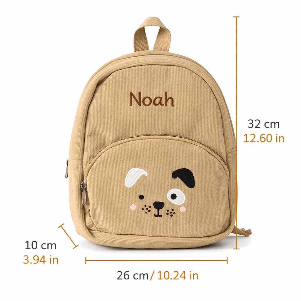Personalized Kids Backpack, Custom Embroidered Preschool Bag, Toddler Animal Backpack, Daycare School Bag, Birthday Gift for Kids