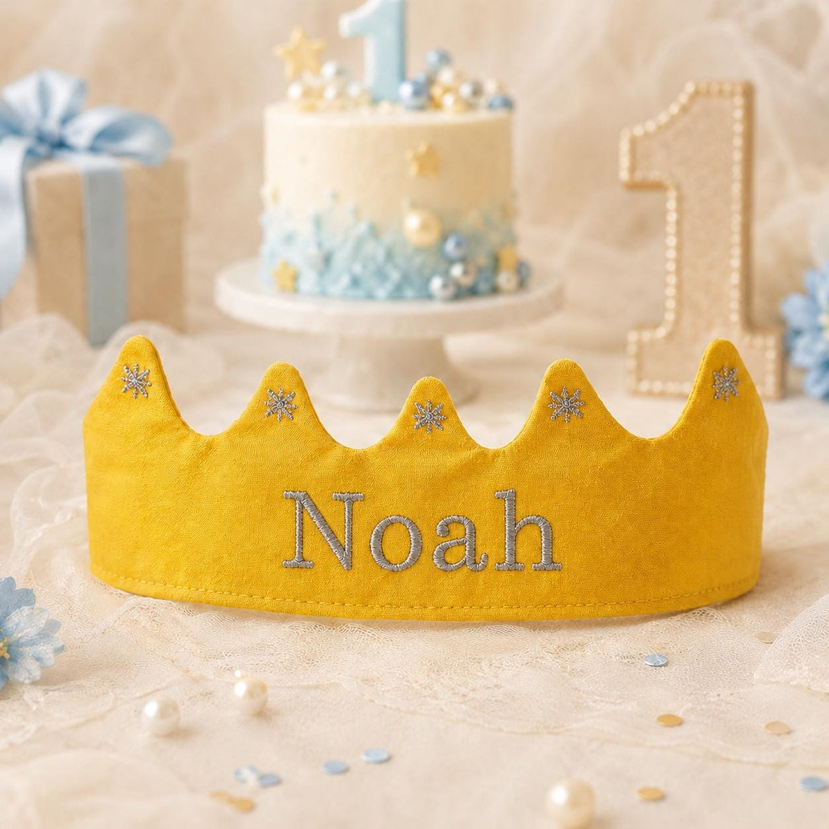 Personalized Baby Crown Headband | Custom Embroidered Birthday Crown