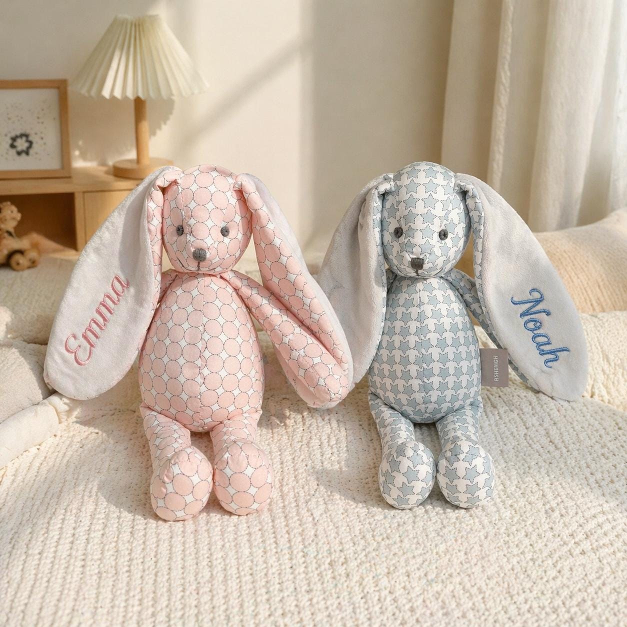 Personalized Bunny Plush Toy, Custom Embroidered Rabbit Stuffed Animal, Baby Shower Gift, Newborn Keepsake, Birthday Gift for Kids
