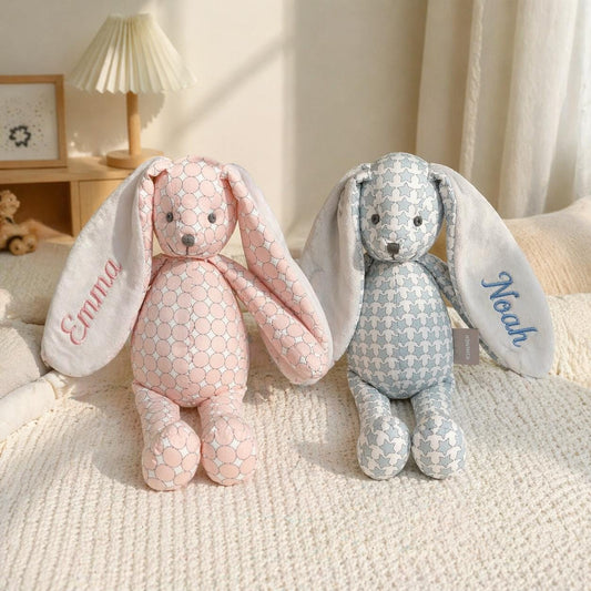 Personalized Bunny Plush Toy, Custom Embroidered Rabbit Stuffed Animal, Baby Shower Gift, Newborn Keepsake, Birthday Gift for Kids