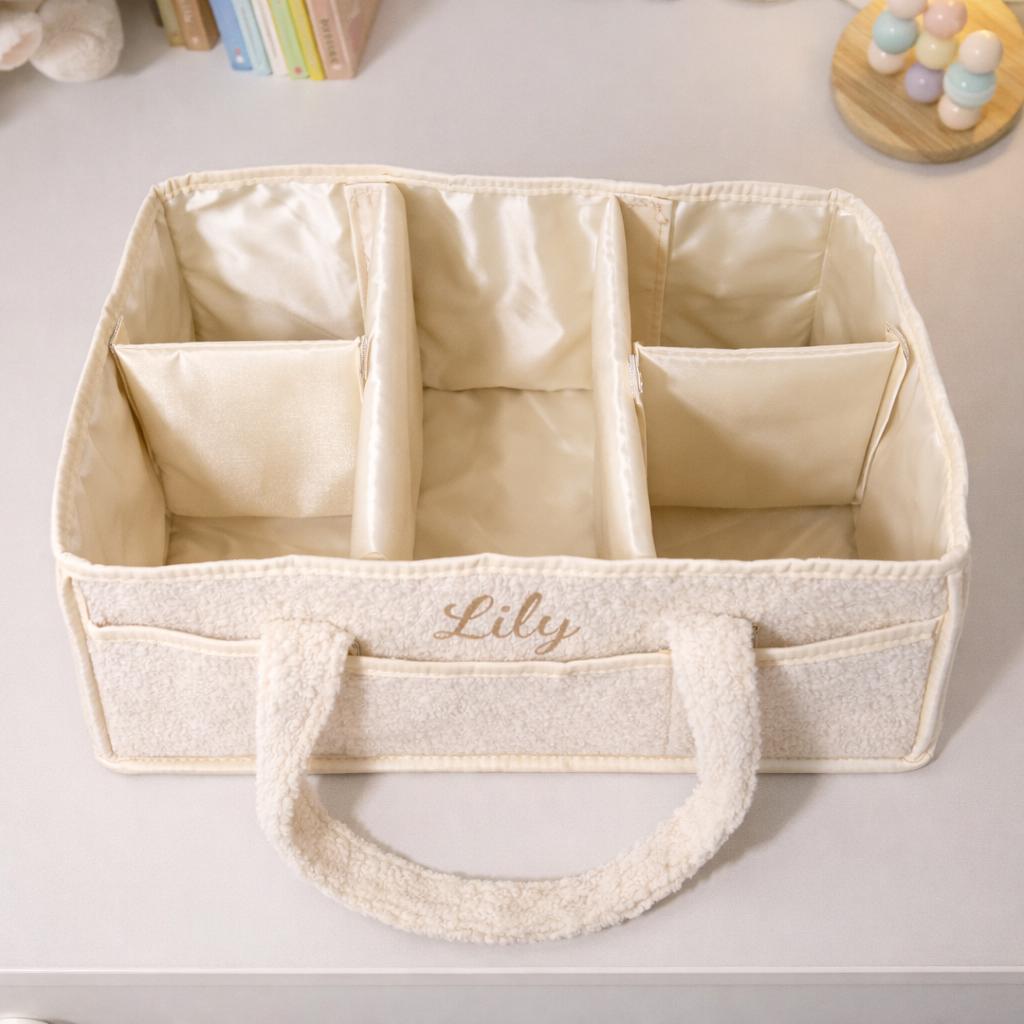 Personalized Baby Diaper Caddy | Custom Embroidered Nursery Organizer