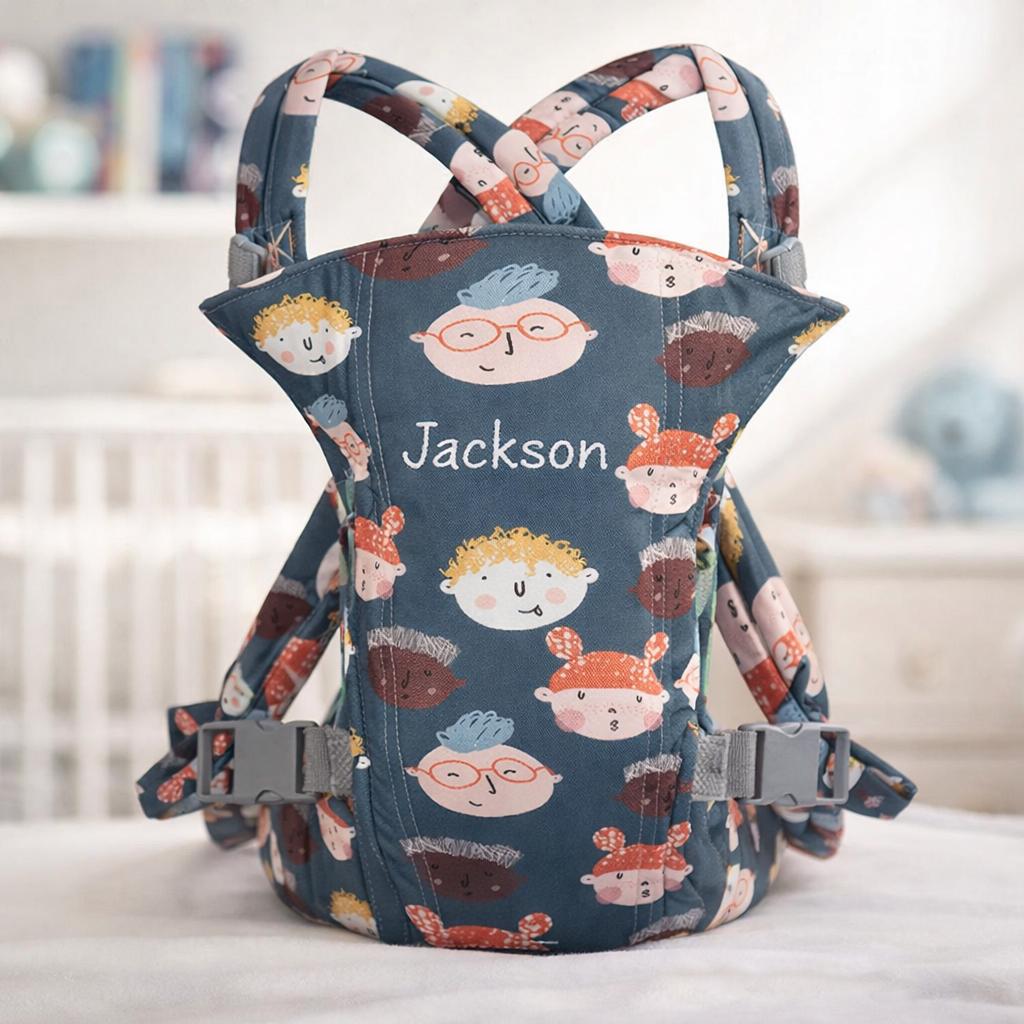 Soft Baby Carrier, Adorable Print Design, Front-Carry for Newborns to Toddlers, Embroidered Carrier Gift
