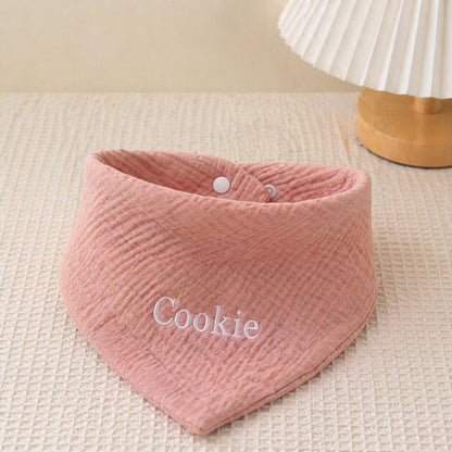 Personalized Pet Bandana, Custom Dog Cat Scarf, Soft Cotton Gauze, Adjustable Snap Clasp