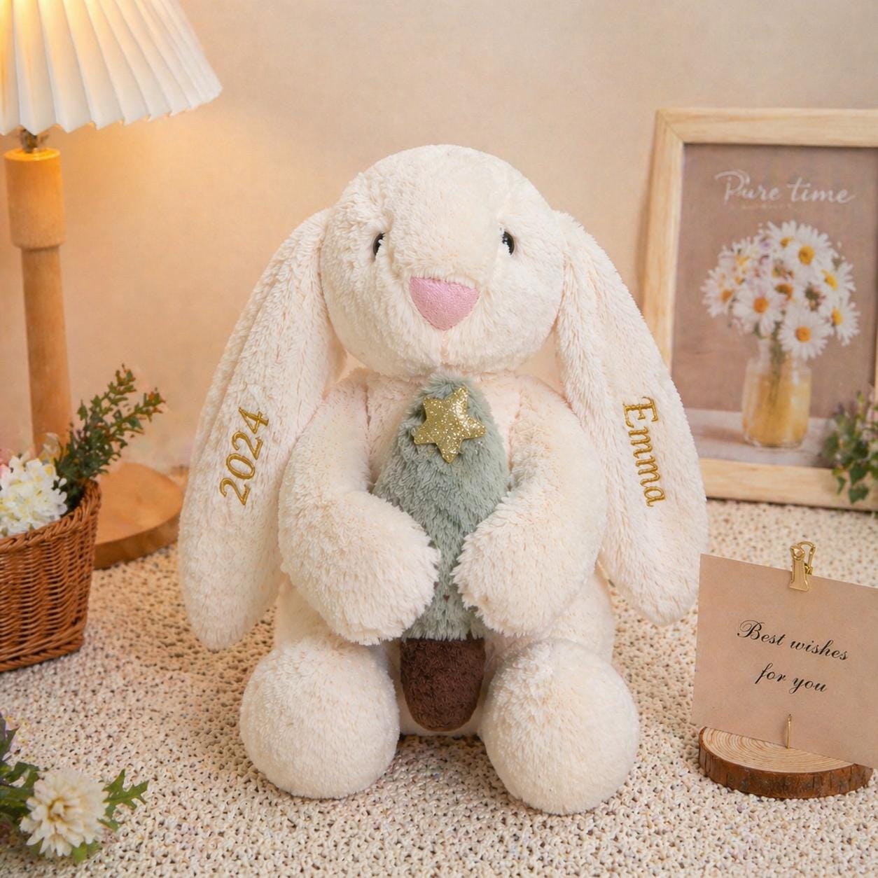Personalized Graduation Bunny Plush, Custom Name Keepsake, Class of 2024 Embroidered Rabbit