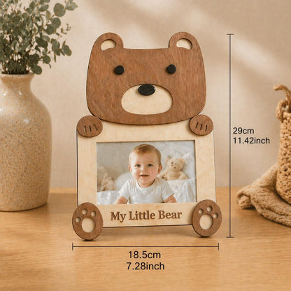Personalized Wooden Animal Photo Frame, Nursery Decor, Custom Engraved Name Keepsake