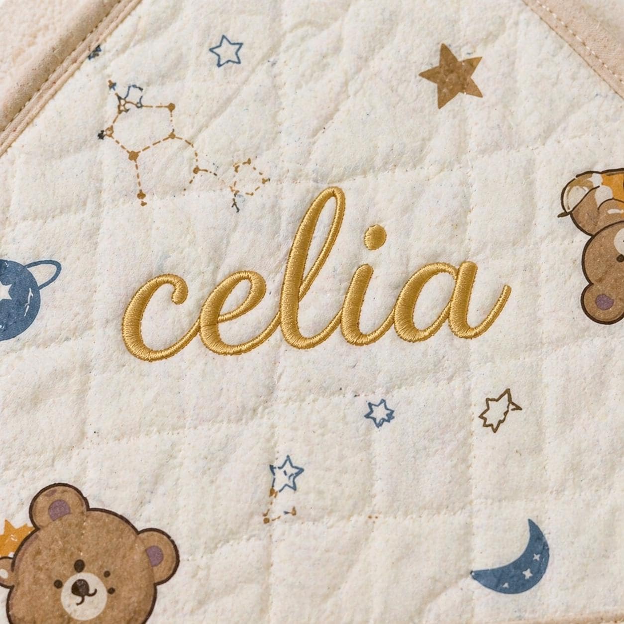 Personalized Baby Swaddle Blanket, Embroidered Name, Soft Quilted Newborn Wrap, Baby Shower Gift