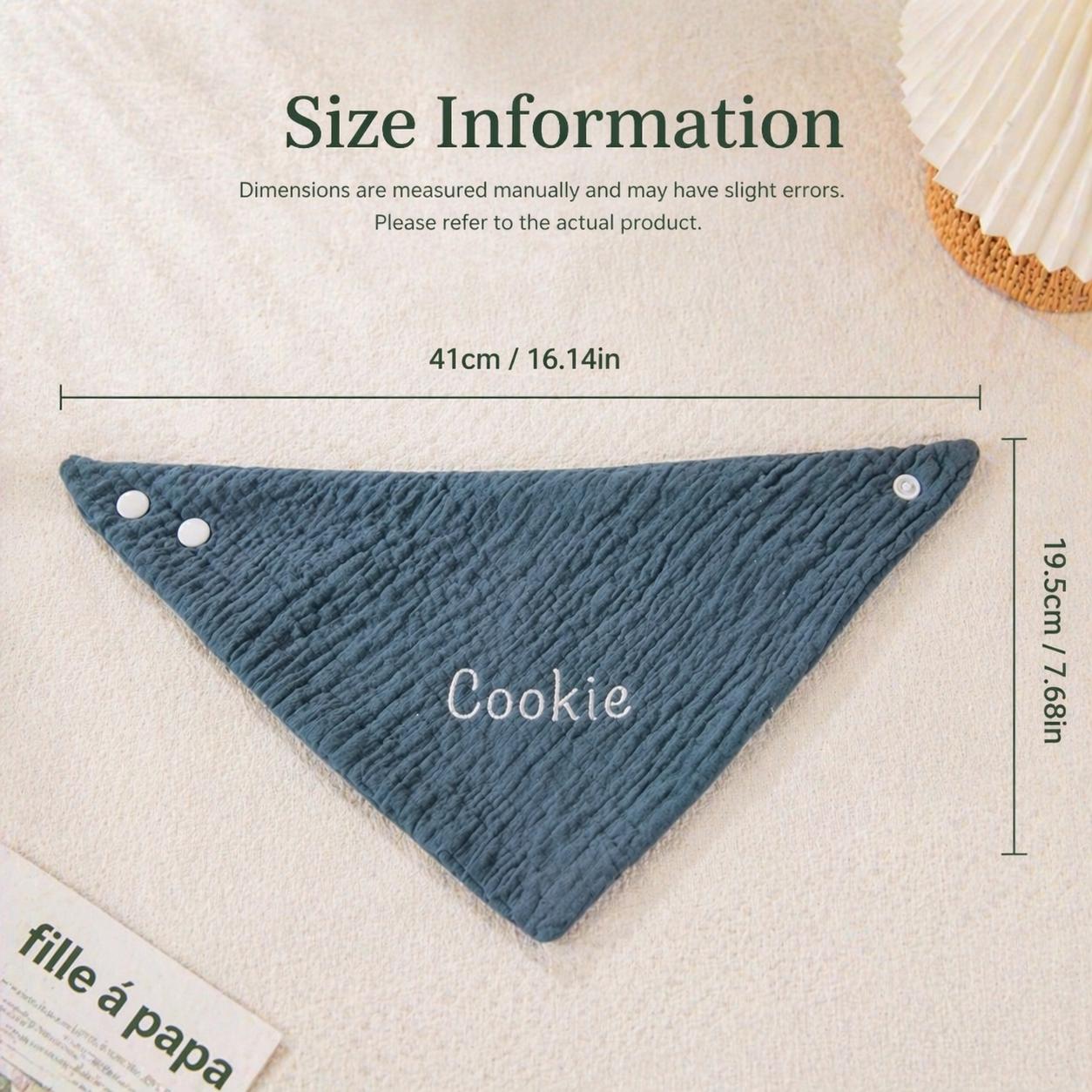 Personalized Pet Bandana, Custom Dog Cat Scarf, Soft Cotton Gauze, Adjustable Snap Clasp