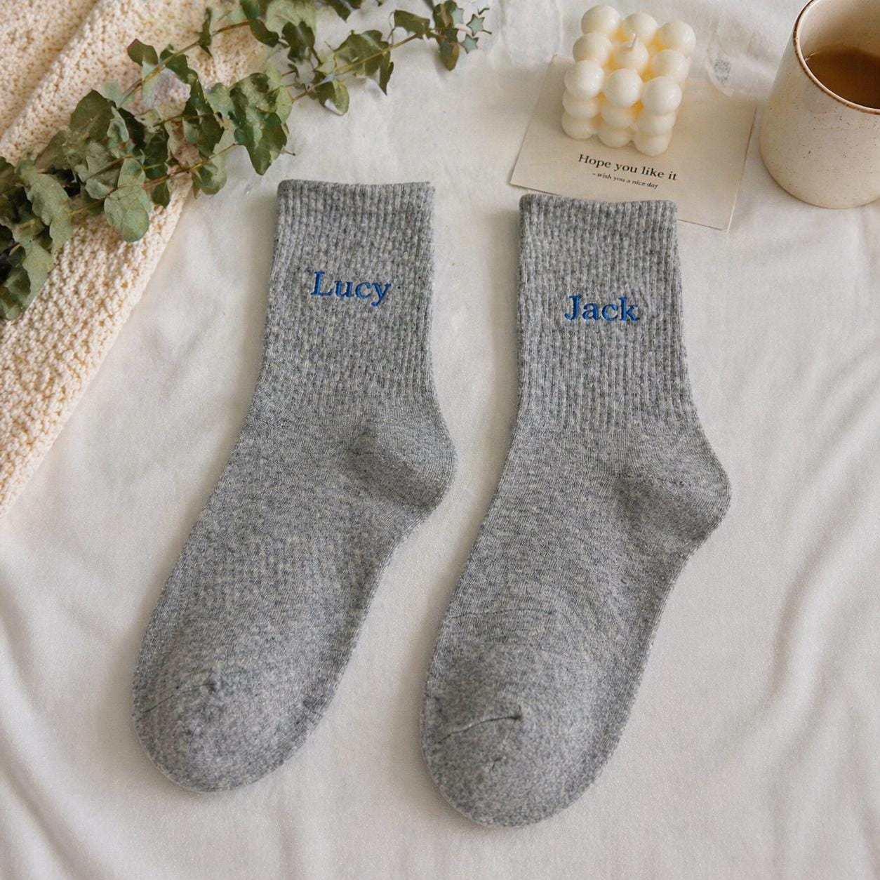 Personalized Embroidered Socks, Custom Name Crew Socks, Gift for Him, Gift for Her, Couples Gift, Bridesmaid Gift