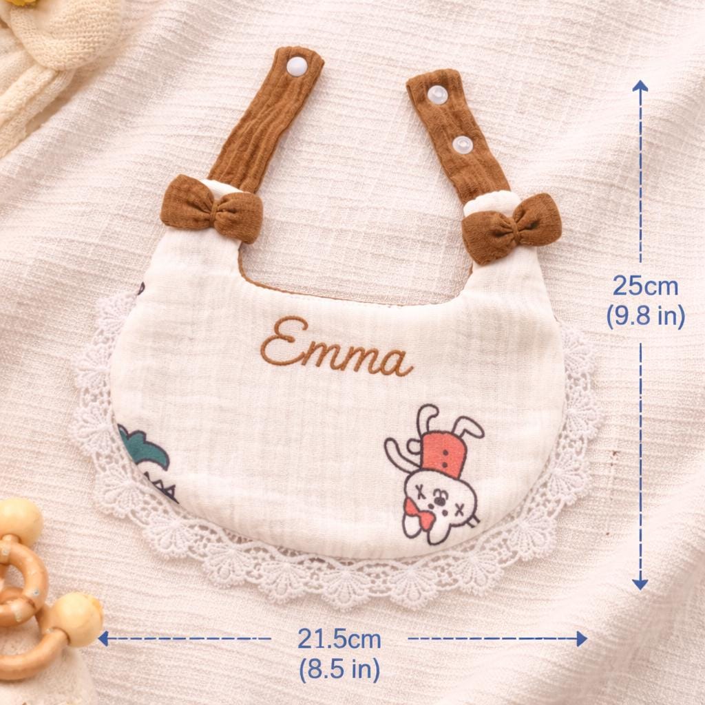 Personalisiertes besticktes Mull-Baby-Lätzchen, weiches Baumwoll-Spucktuch, Neugeborenen-Geschenk