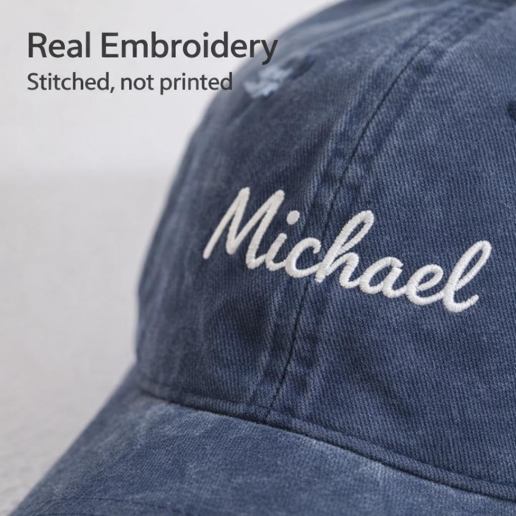 Personalized Embroidered Baseball Cap - Vintage Distressed Style