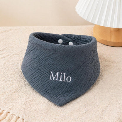 Personalized Pet Bandana, Custom Dog Cat Scarf, Soft Cotton Gauze, Adjustable Snap Clasp