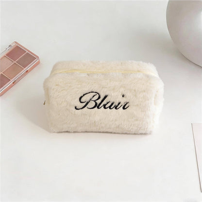 Personalized Embroider Plush Cosmetic Bag,Monogrammed Toiletry Bag,Travel Organizer with Name