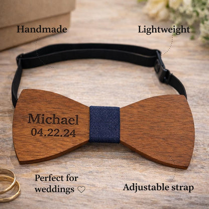 Personalisierte Holzfliege, graviertes Trauzeugengeschenk, individuelles Hochzeitsaccessoire