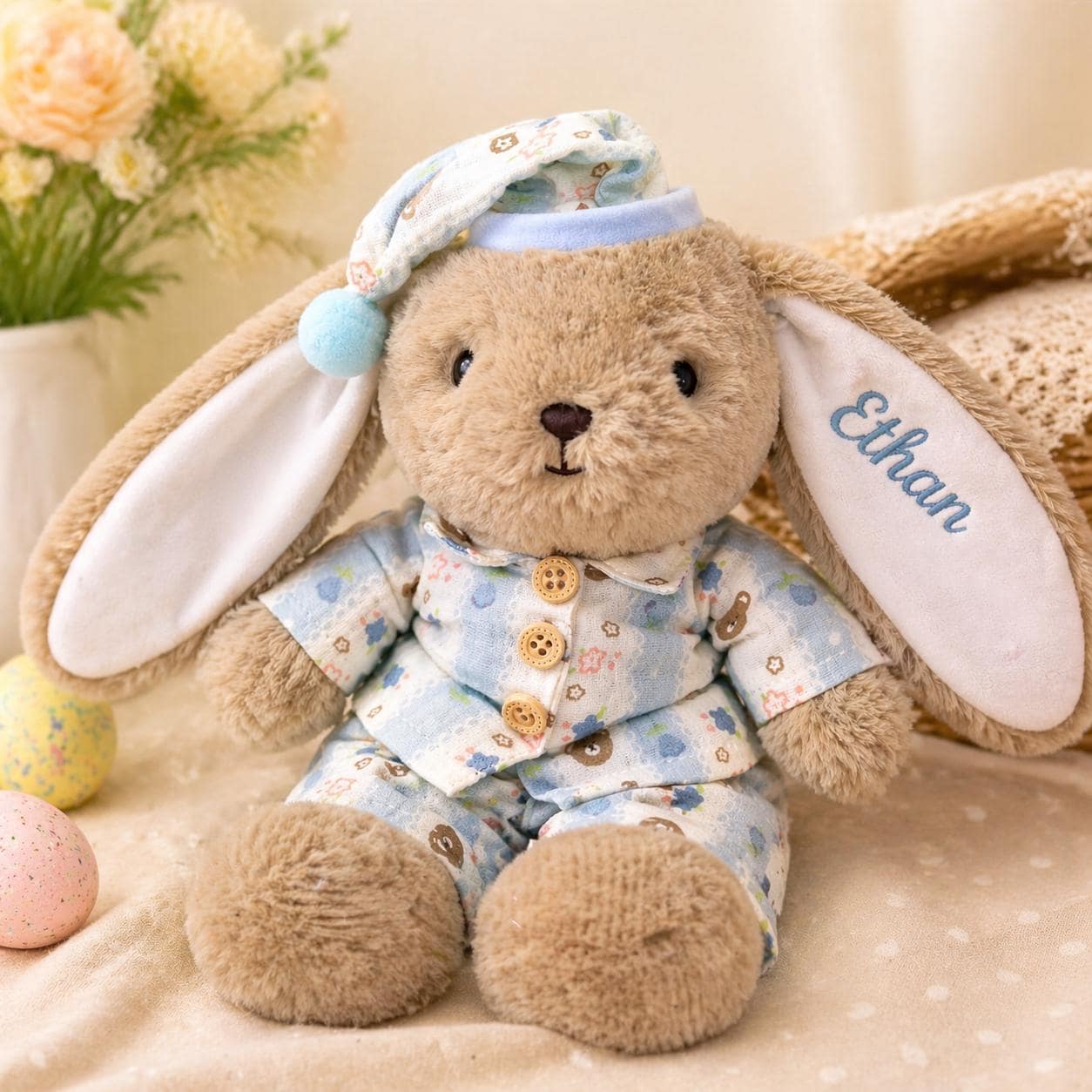 Personalized Bunny Plush Toy, Custom Embroidered Stuffed Rabbit, Personalized Bunny Doll, Baby Shower Gift, Newborn Keepsake
