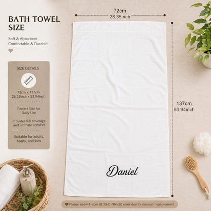 Benutzerdefiniertes besticktes Baumwoll-Badetuch, personalisiertes Badetuch mit Namensmonogramm