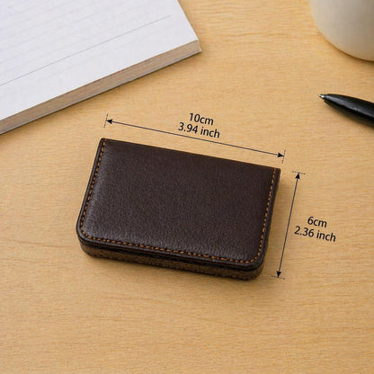 Personalized Leather Business Card Holder, Slim Minimalist Pocket Wallet, Custom Engraved Name Case