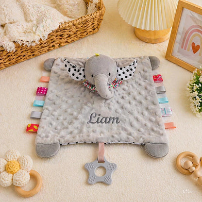 Personalized baby comfort blankets, soft comfort blankets, baby teething toys, custom embroidered comfort blankets, newborn gifts