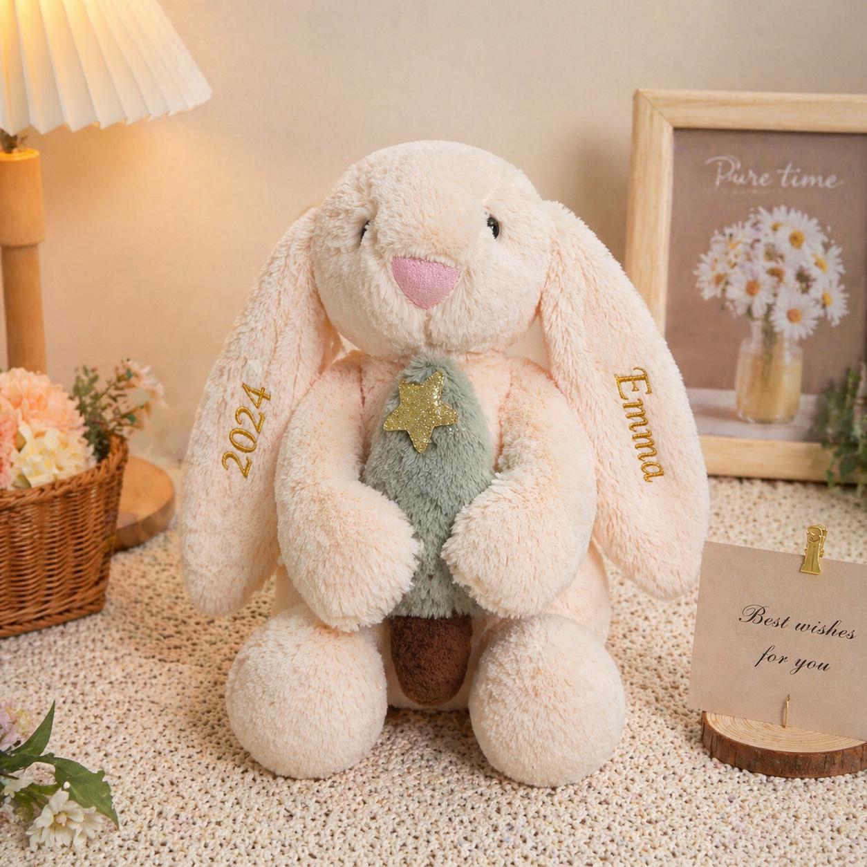 Personalized Graduation Bunny Plush, Custom Name Keepsake, Class of 2024 Embroidered Rabbit
