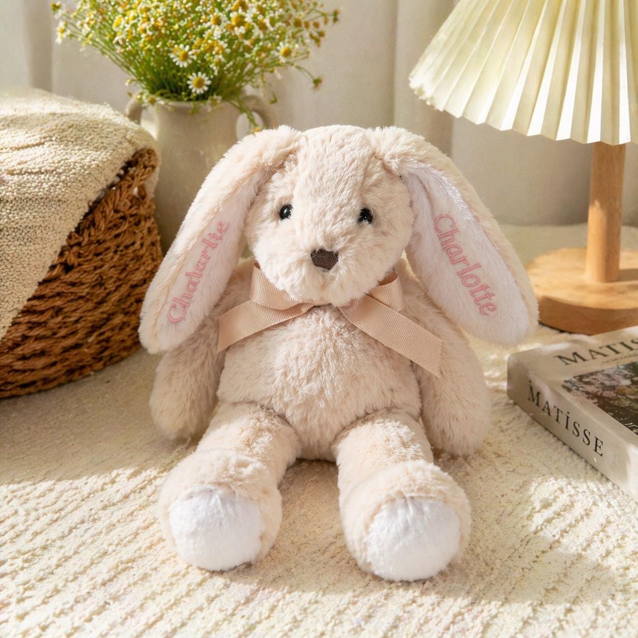 Personalized Bunny Plush Toy, Custom Name Stuffed Rabbit, Soft Keepsake Gift, Nursery Decor
