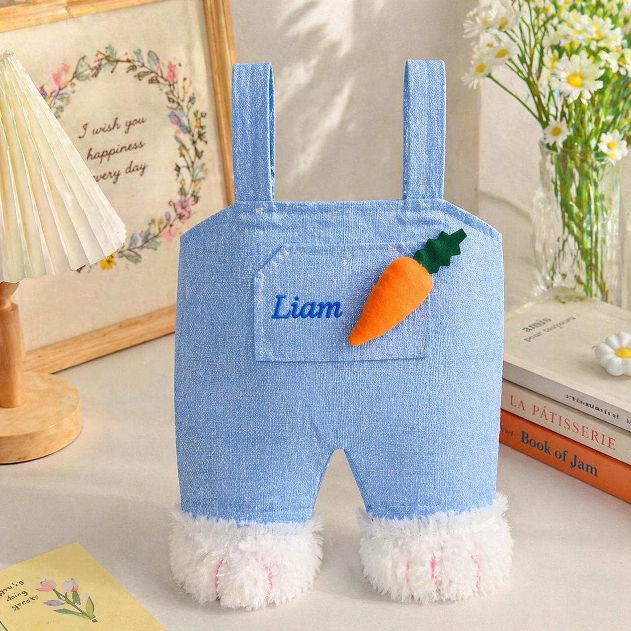 Personalized Bunny Tote Bag, Custom Name Kids Bag, Rabbit Easter Basket Tote, Toddler Gift, Birthday Gift for Kids