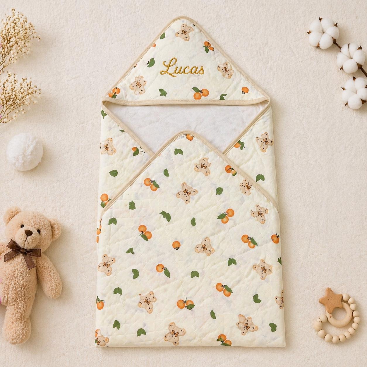 Personalized Baby Swaddle Blanket, Embroidered Name, Soft Quilted Newborn Wrap, Baby Shower Gift