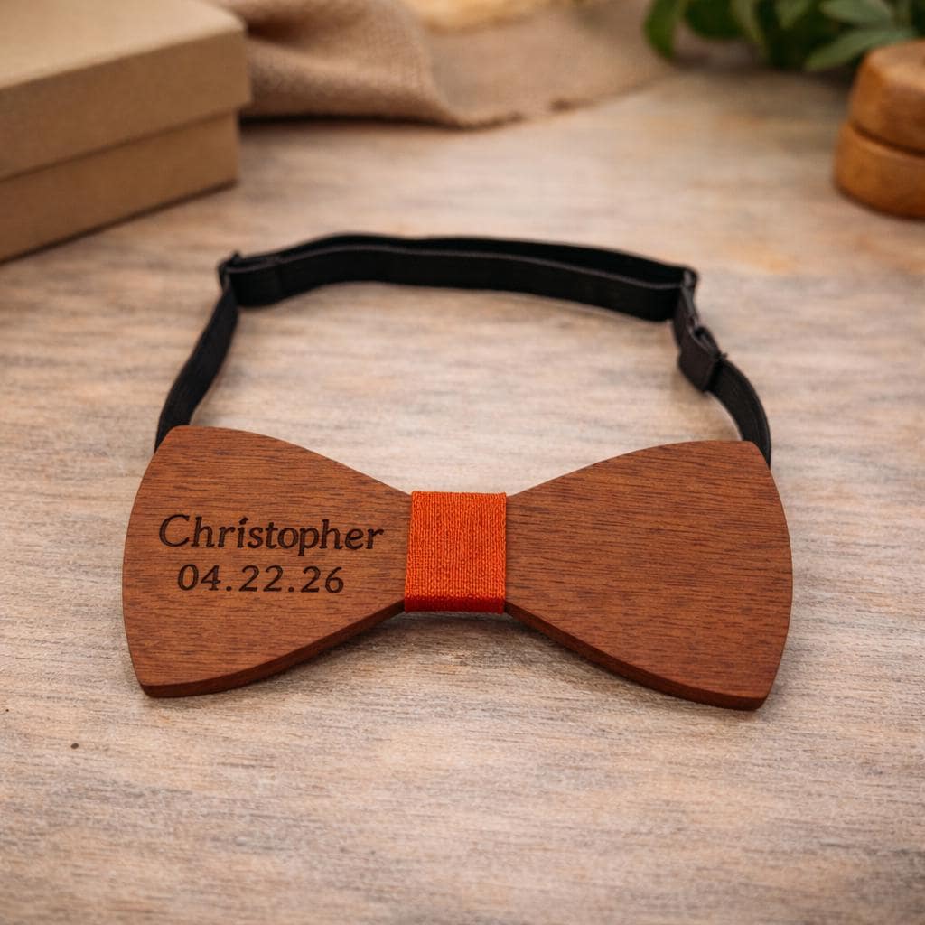 Personalisierte Holzfliege, graviertes Trauzeugengeschenk, individuelles Hochzeitsaccessoire