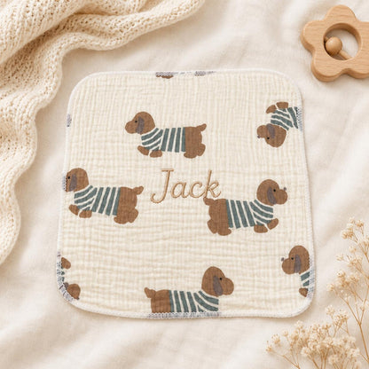 Personalisiertes Musselin-Baby-Spucktuch, besticktes Lätzchen aus Baumwolle, Geschenk für Neugeborene