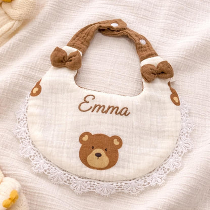 Personalisiertes besticktes Mull-Baby-Lätzchen, weiches Baumwoll-Spucktuch, Neugeborenen-Geschenk
