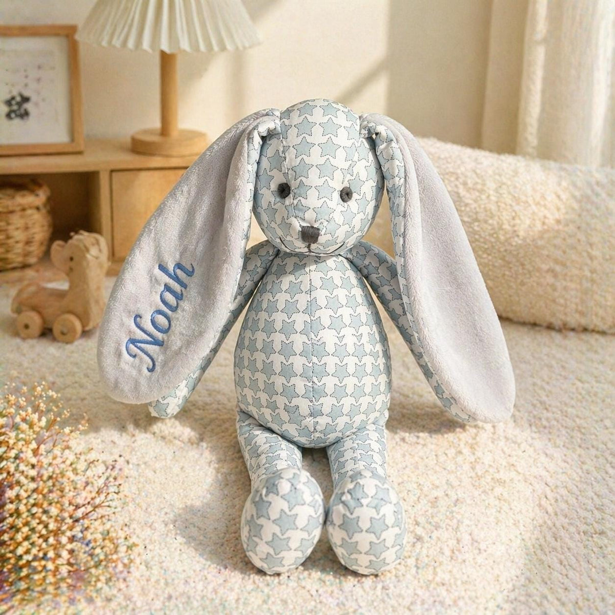 Personalized Bunny Plush Toy, Custom Embroidered Rabbit Stuffed Animal, Baby Shower Gift, Newborn Keepsake, Birthday Gift for Kids