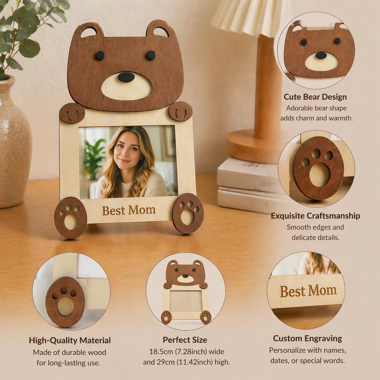 Personalized Wooden Animal Photo Frame, Nursery Decor, Custom Engraved Name Keepsake