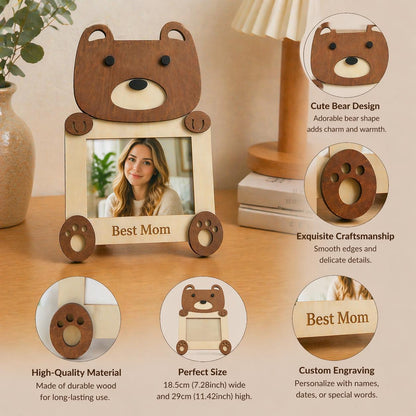 Personalized Wooden Animal Photo Frame, Nursery Decor, Custom Engraved Name Keepsake