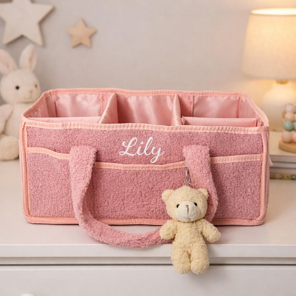 Personalized Baby Diaper Caddy | Custom Embroidered Nursery Organizer