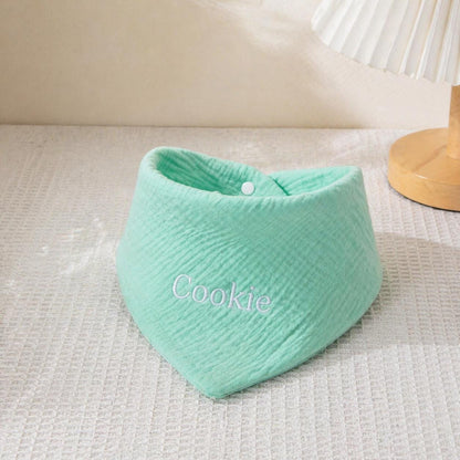 Personalized Pet Bandana, Custom Dog Cat Scarf, Soft Cotton Gauze, Adjustable Snap Clasp