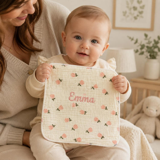 Personalized Baby Burp Cloth, Custom Embroidered Muslin Bib, Cotton Baby Burp Cloth, Newborn Gift, Baby Shower Gift