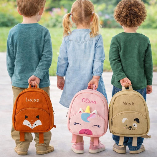 Personalisierter Cord-Rucksack für Kinder, Tier-Vorschultasche