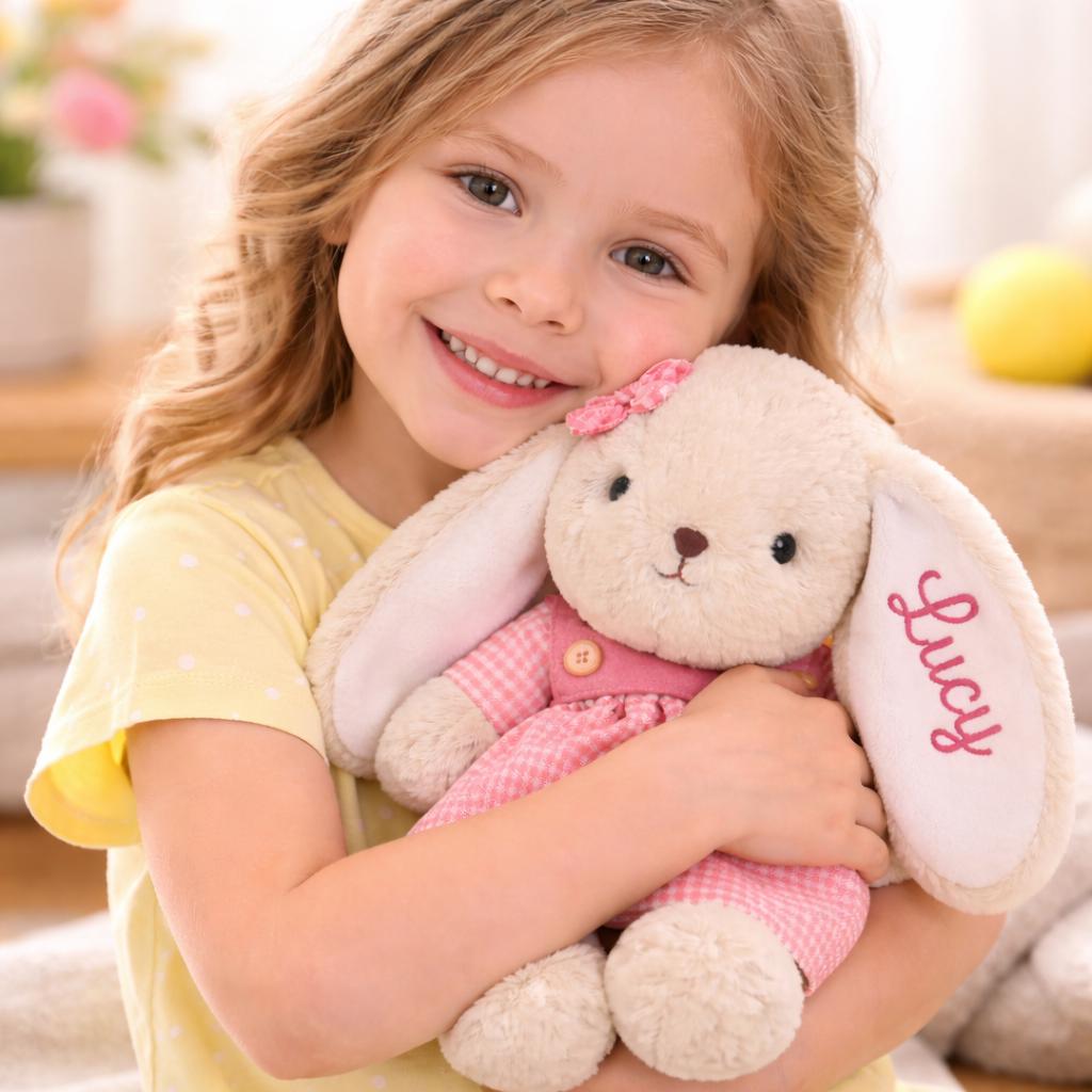 Personalized Bunny Plush Toy, Custom Embroidered Name, Soft Rabbit, Baby Gift, Nursery Decor