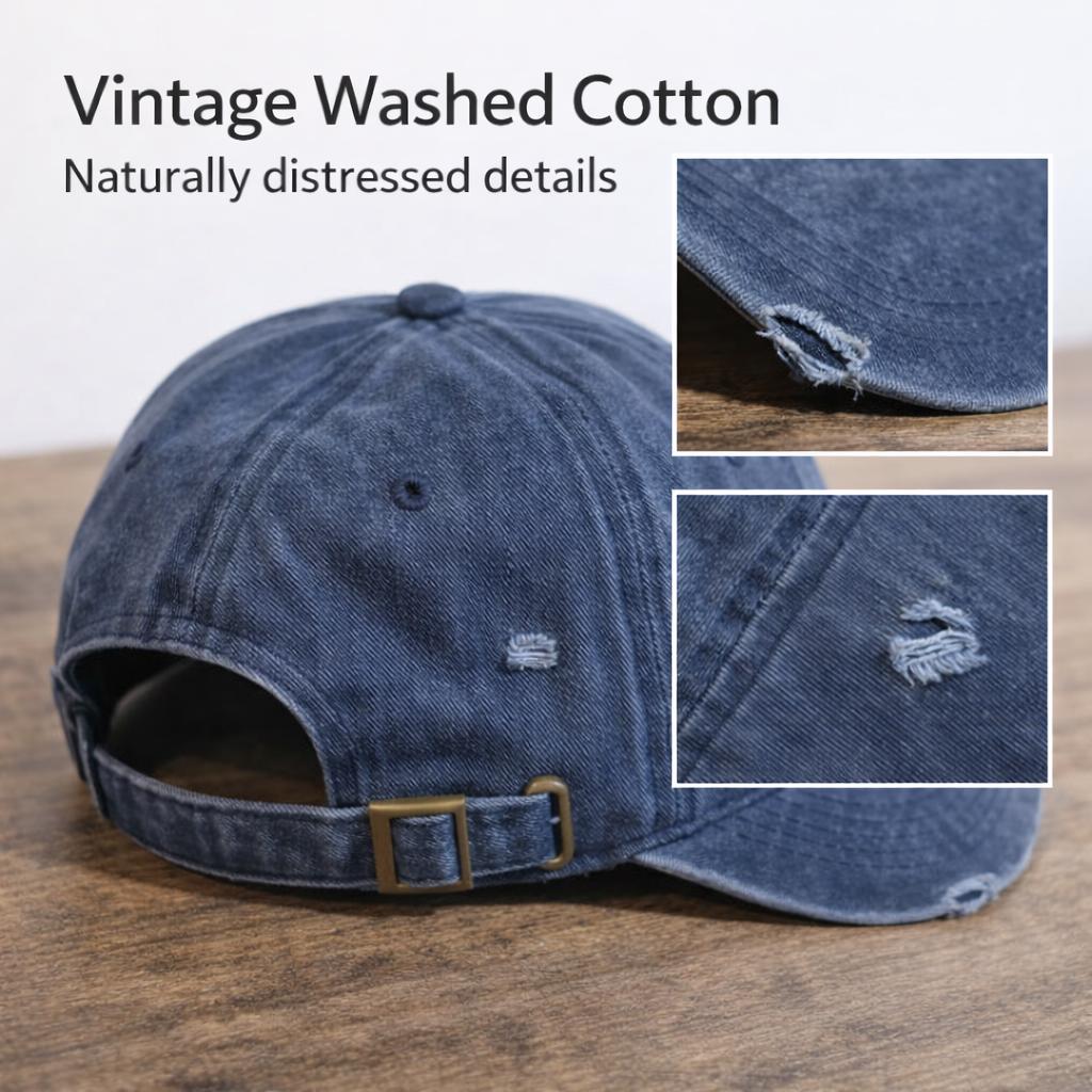 Personalized Embroidered Baseball Cap - Vintage Distressed Style