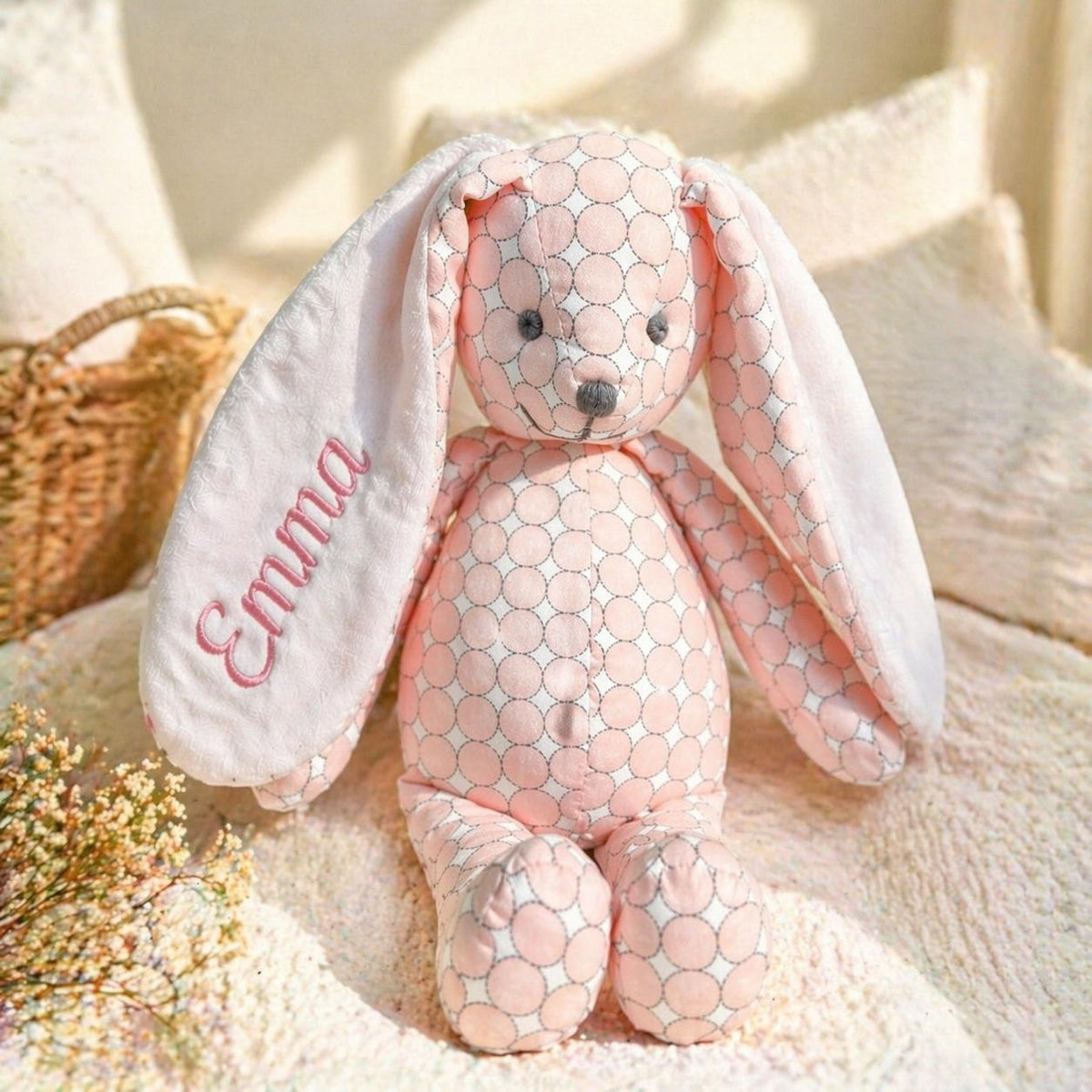 Personalized Bunny Plush Toy, Custom Embroidered Rabbit Stuffed Animal, Baby Shower Gift, Newborn Keepsake, Birthday Gift for Kids