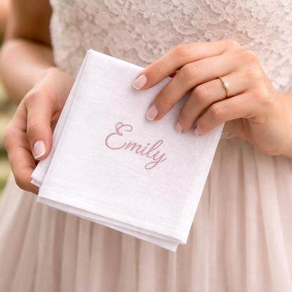 Personalized Linen Handkerchief, Custom Embroidered Wedding Gift, Monogrammed Tears Keepsake