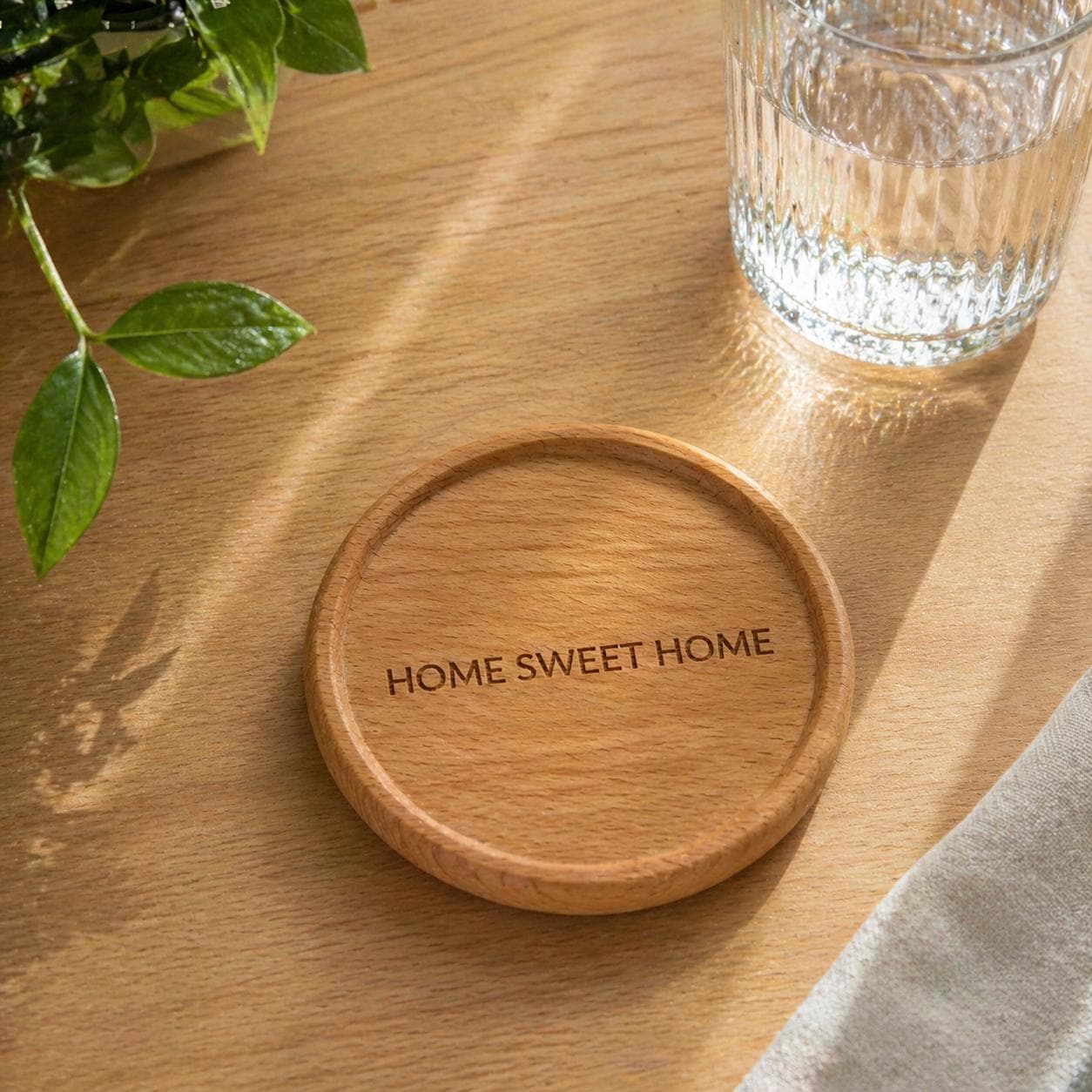 Personalized Wooden Coasters, Custom Engraved Name, Minimalist Rustic Home Decor