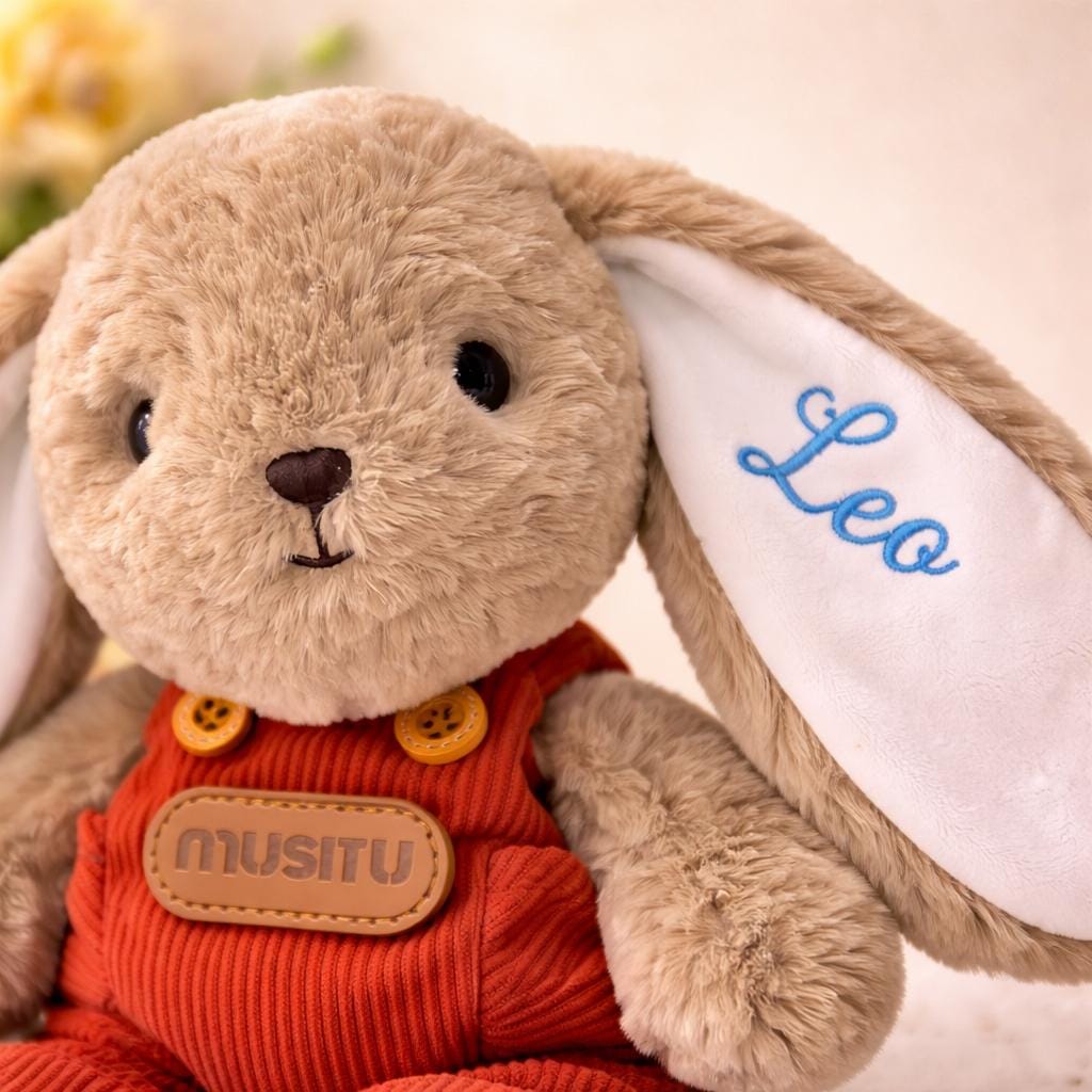 Personalized Bunny Plush Toy, Custom Embroidered Stuffed Rabbit, Personalized Bunny Doll, Baby Shower Gift, Newborn Keepsake