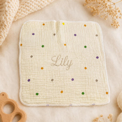Personalisiertes Musselin-Baby-Spucktuch, besticktes Lätzchen aus Baumwolle, Geschenk für Neugeborene