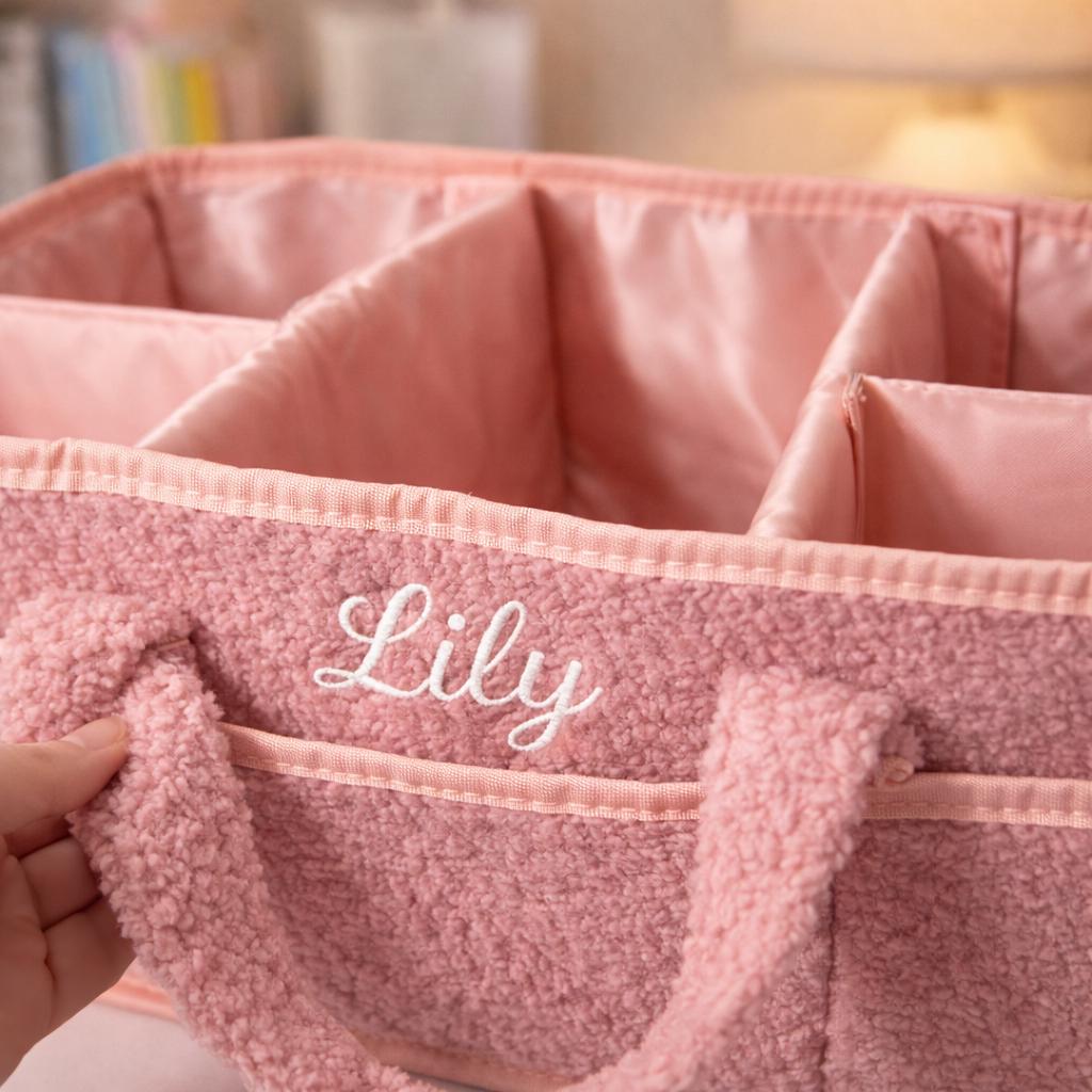 Personalized Baby Diaper Caddy | Custom Embroidered Nursery Organizer