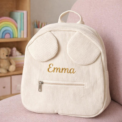 Personalisierter Cord-Teddybär-Rucksack, Vorschultasche für Kinder