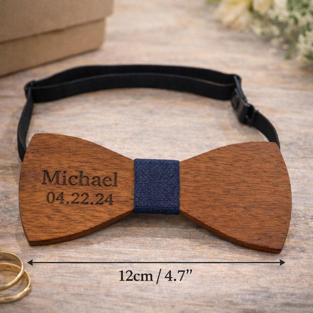 Personalisierte Holzfliege, graviertes Trauzeugengeschenk, individuelles Hochzeitsaccessoire