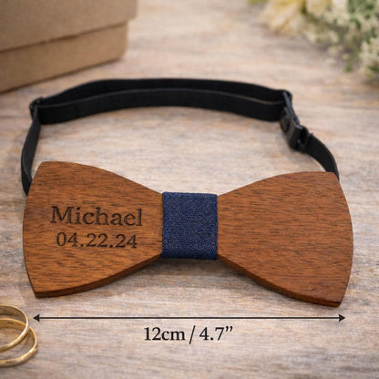 Personalisierte Holzfliege, graviertes Trauzeugengeschenk, individuelles Hochzeitsaccessoire