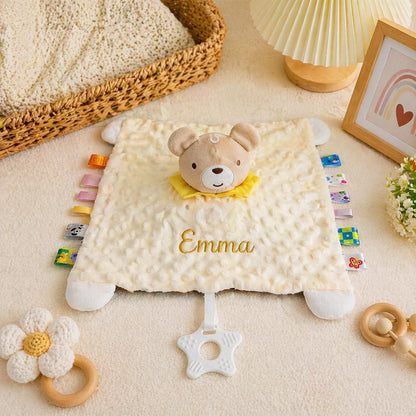 Personalized baby comfort blankets, soft comfort blankets, baby teething toys, custom embroidered comfort blankets, newborn gifts